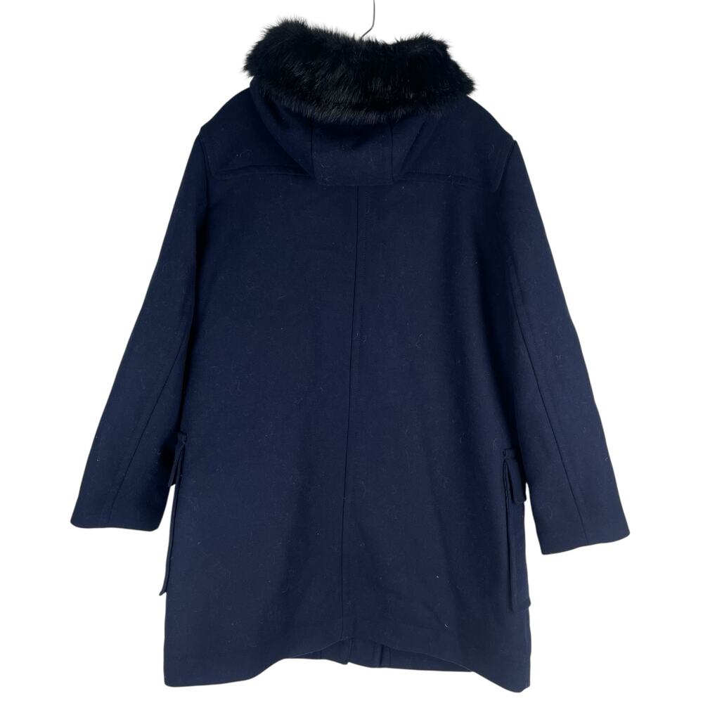 Ann Taylor Weekend Collection Faux Fur Trim Wool Duffle Coat Blue Size M - Picture 9 of 12